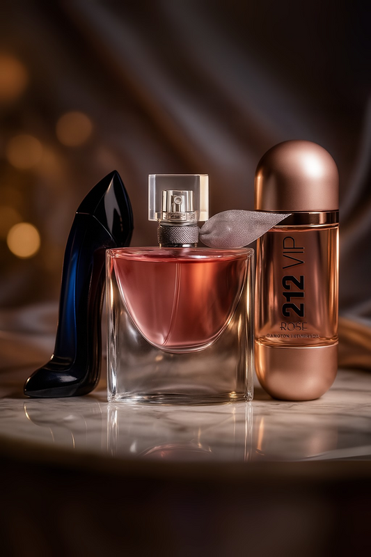 Set de 3 perfumes: Good Girl, Lancôme La Vie Est Belle, 212 VIP Rosé 100 ml